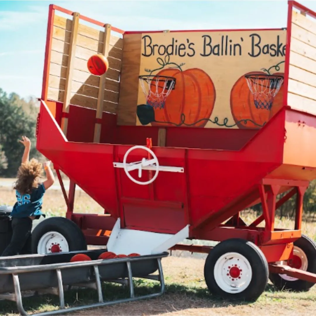 Child shooting hoops at Brodie's Ballin' Baskets